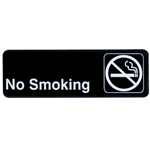 Winco Sign: No Smoking, 3" x 9"; Black Background, White Drawing