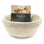 Vollum Brotform Round Proofing Basket with Linen, 8.5" x 3", 1 lb