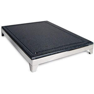 Eastern Tabletop 9655 Solid Black Surface Corian Carving Board Station w/Frame 18 x 24 - Stainless Steel Base