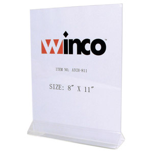 Winco ATCH-811 Table Card Holder, Acrylic, 8 x 11