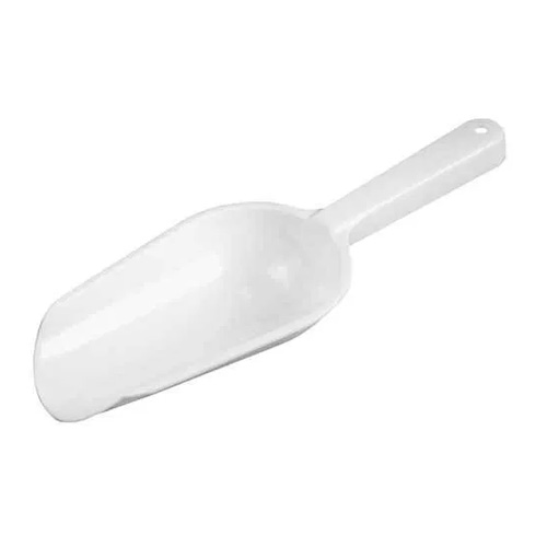 C.R. Mfg Plastic Flour Scoop, 8 oz. White. Overall Size 9; Bowl Size 2 x 5