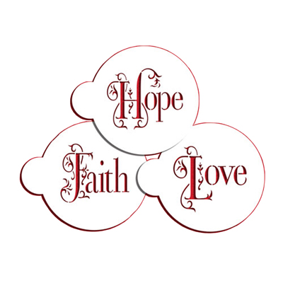 Designer Stencils C1010 Hope, Faith and Love Cookie Stencil Set