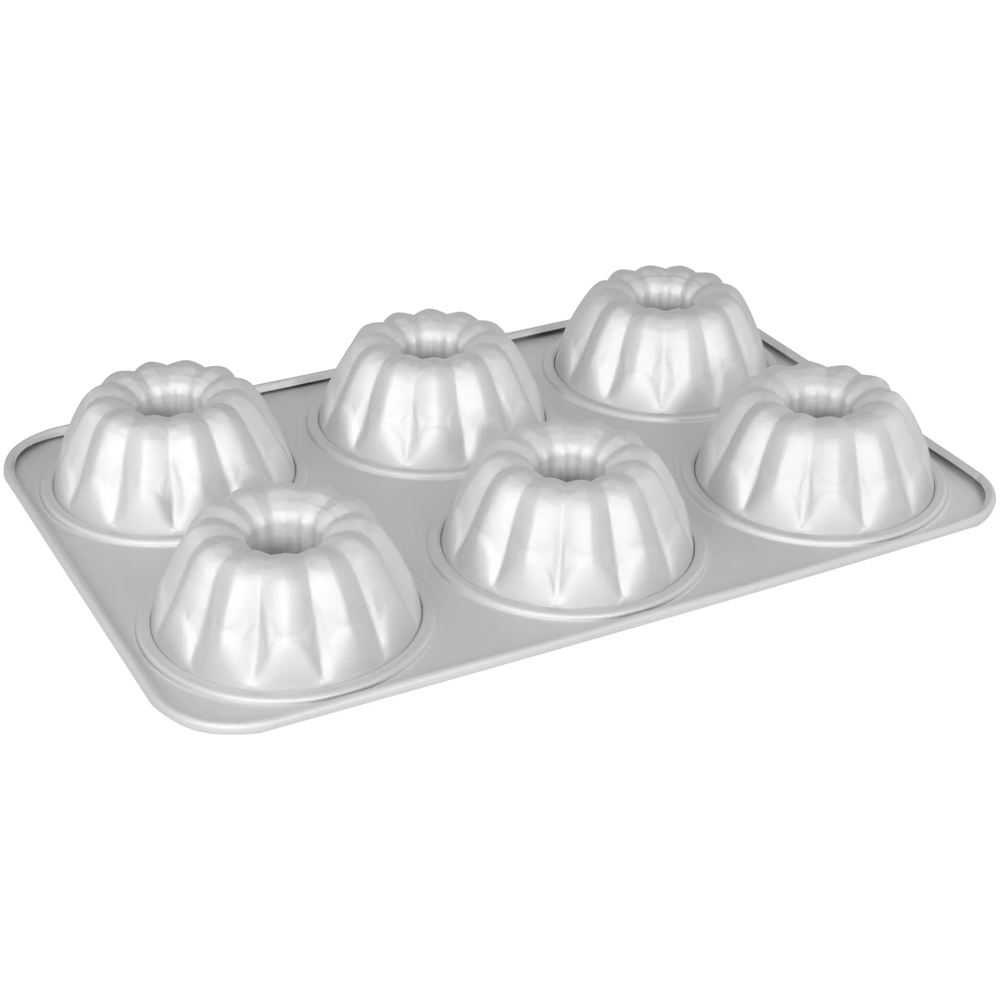 Fat Daddio's Aluminum Mini Fluted Cake Pan, 6 Cavities
