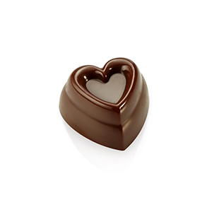 Pavoni Polycarbonate Chocolate Mold: Tiered Heart 30x30mm x 17mm H, 21 Cavities
