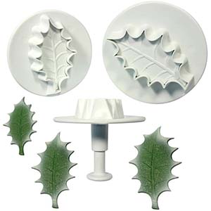 PME Veined Holly Leaf Plunger Cutters, Extra Large, Set of 3 Cutters 