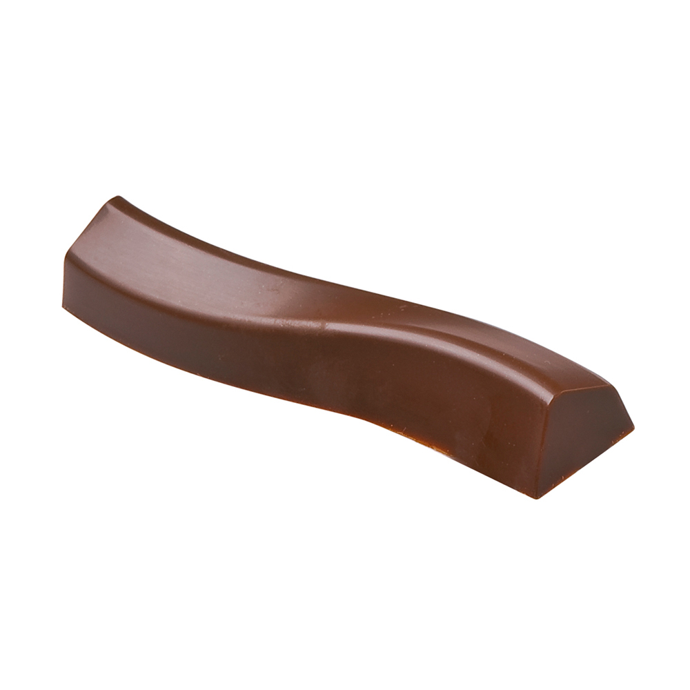 Polycarbonate Chocolate Mold Wavy Bar 110x25mm x 19mm H., 8 Cavities