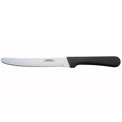 Winco Steak Knife, 5 Blade, Plastic Handle, 1 Dozen