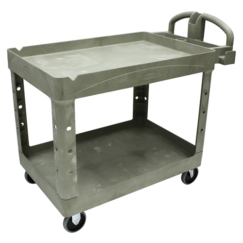 Rubbermaid 2-Shelf Plastic/Poly Mobile Utility Cart with Swivel Wheels,()
