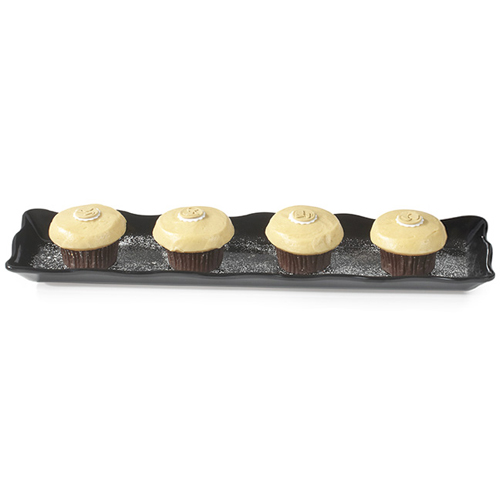 G. E. T. Melamine Display Tray, Scallop Edged, Bake & Brew Series, - Black