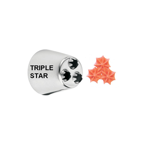 Ateco Multi-Opening Pastry Tube, Stainless Steel Seamless Design - # 2010 (Triple Open Star)