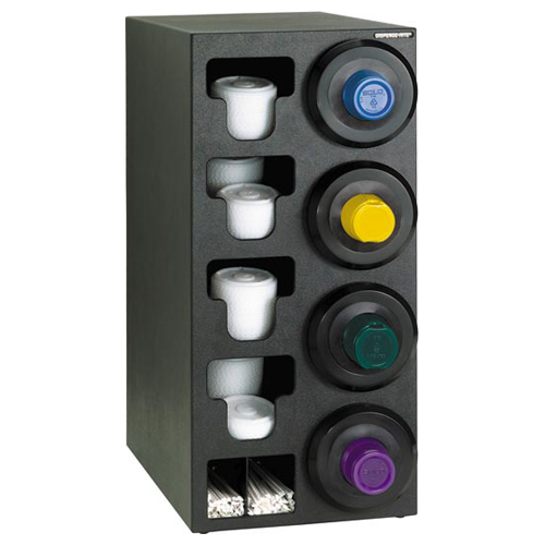 Dispense-Rite SLR-C-4RBT Countertop 4-Cup Dispensing with Built-In Lid and Straw Organizer - Right