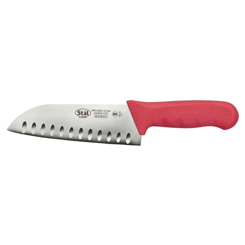 Winco Stal Red Santoku Knife