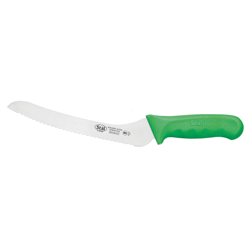 Winco Stal Green Offset Bread Knife