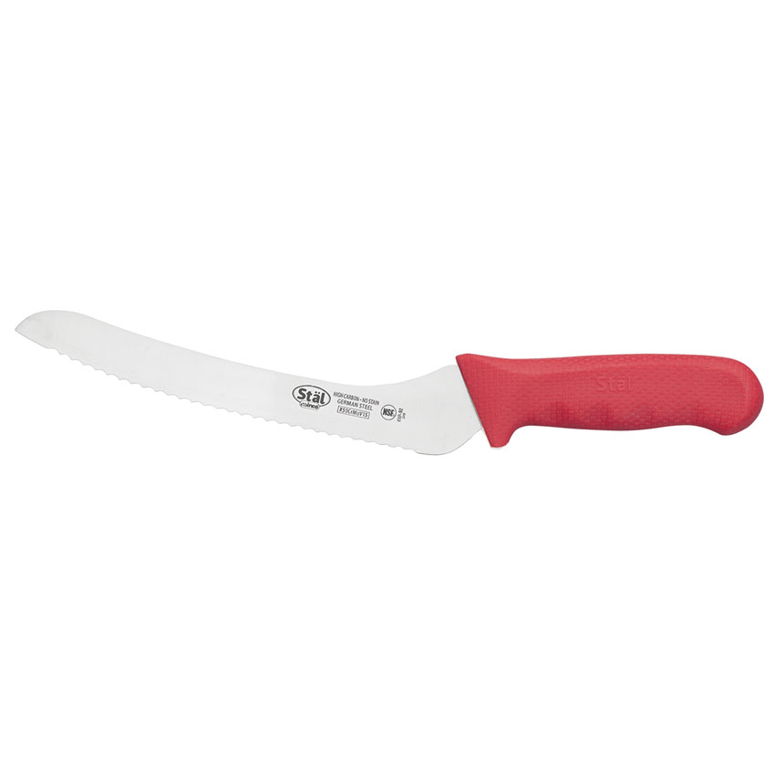Winco Stal Red Offset Bread Knife