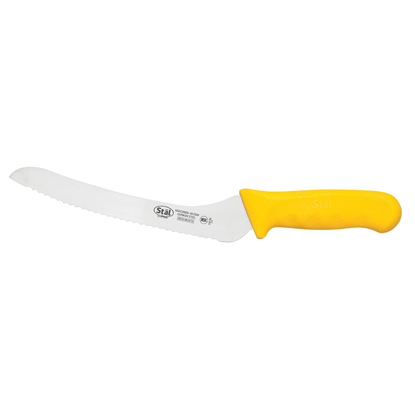Winco Stal Yellow Offset Bread Knife