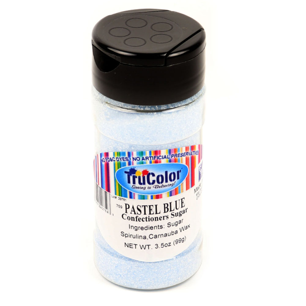 TruColor Natural Pastel Sanding Sugar, Fine Crystals, - Pastel Blue