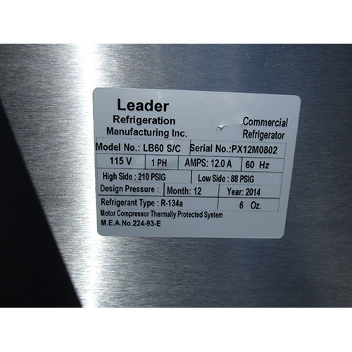 Leader 60" Low Boy Worktop Cooler LB60, Excellent Condition image 12