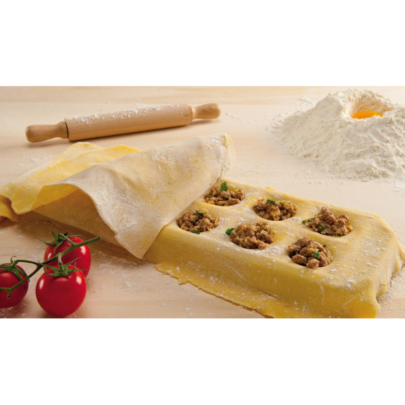 Eppicotispai Aluminum Square Ravioli Maker with Rolling Pin, 12 Cavities image 3