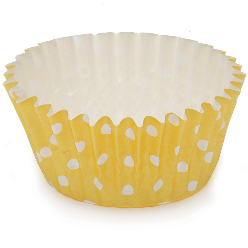 Polka Dot Yellow Ruffled Cupcake Cup (Up Close)