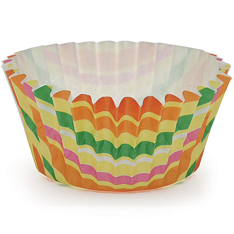 Stripe Yellow Ruffled Cupcake Cup (Up Close)