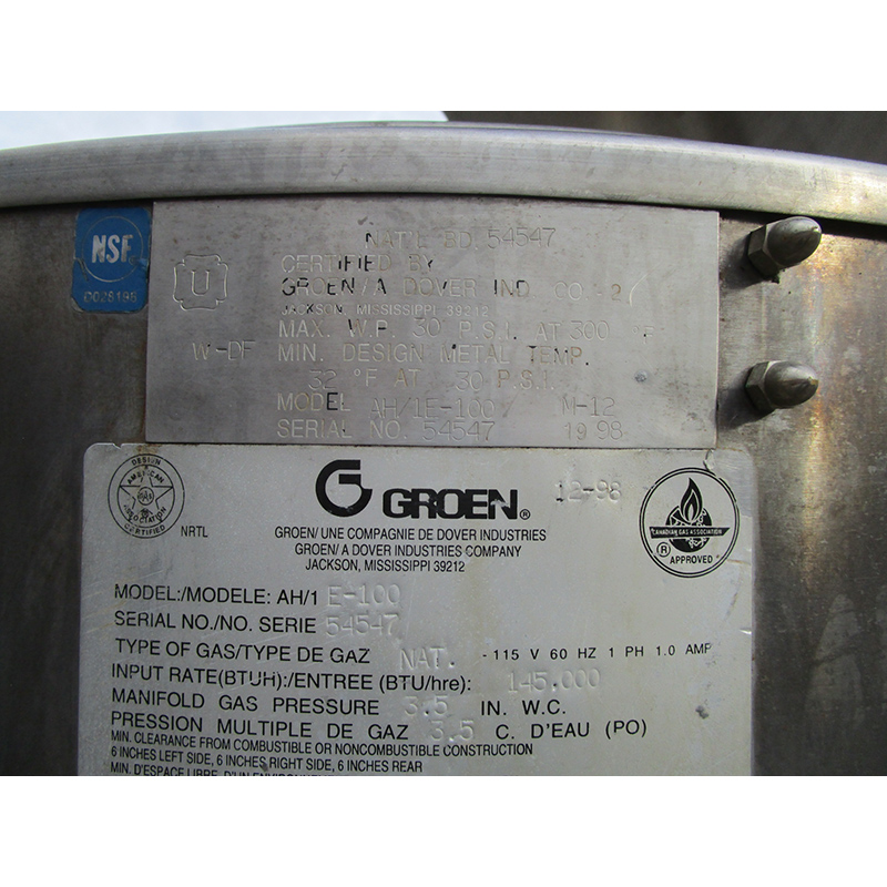 Groen AH/1E-100 Gas Steam Kettle, Very Good Condition image 12