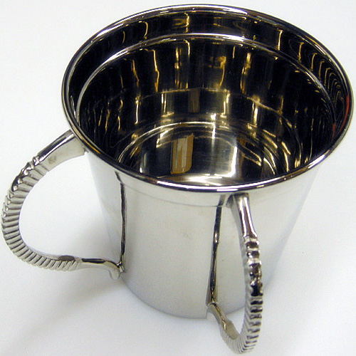 Cup for Jewish Ritual Hand Washing (with Handles) Stainless Stee
