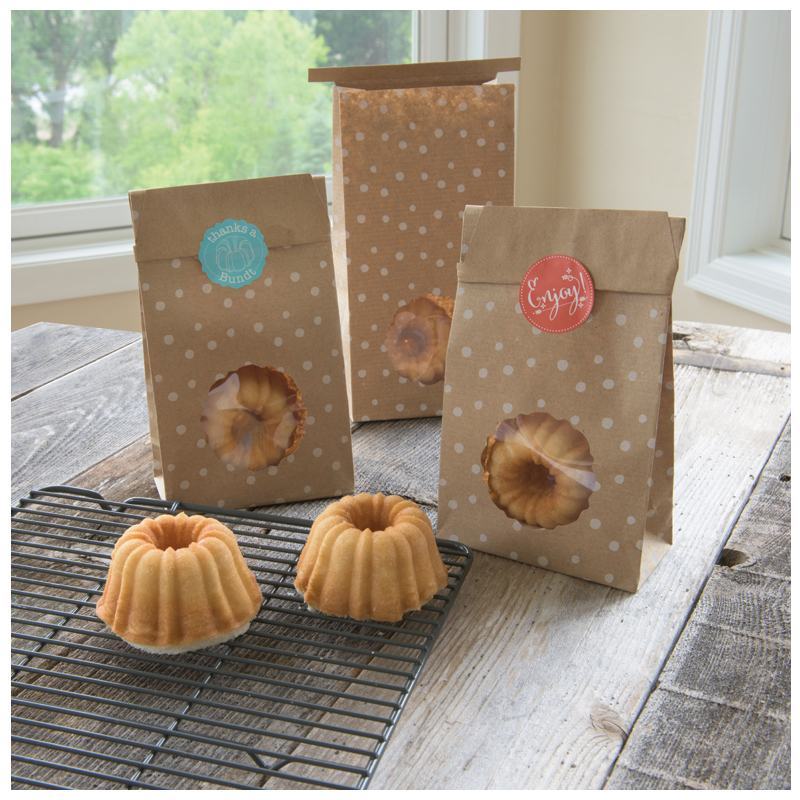 Nordic Ware Kraft Bags and stickers, for Mini Bundt Cakes Cake Boxes