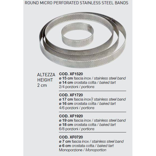 Pavoni "Progetto Crostate" Perforated Stainless Round Tart Ring 8-1/4" (21cm) Dia. x 3/4" (2cm) High image 1