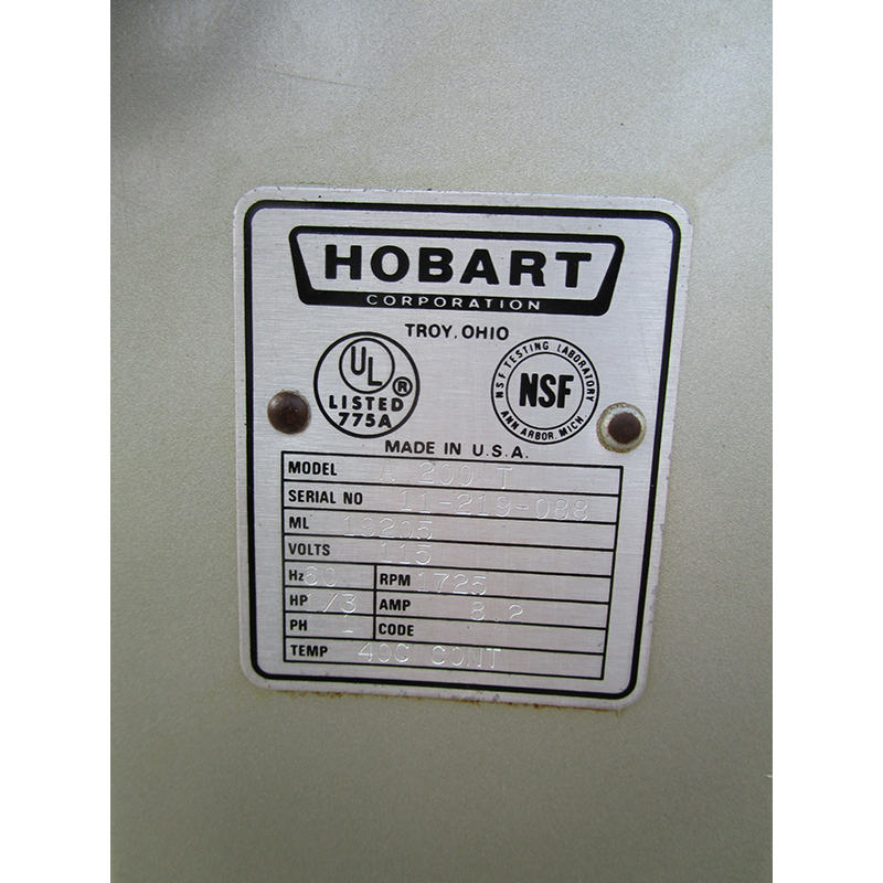 Hobart A200T 20 Quart Mixer with Timer, Very Good Condition image 3