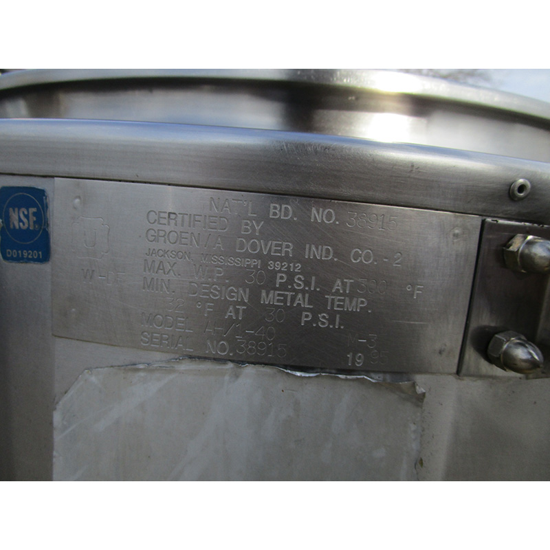 Groen AH/1E-40 Gas Steam Kettle, Used Very Good Condition image 7