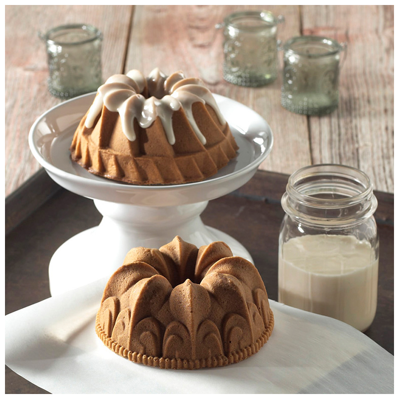 Nordic Ware Bundt Duet Pan, Fleur de Lis & Heritage Design, 2.5 cup image 2