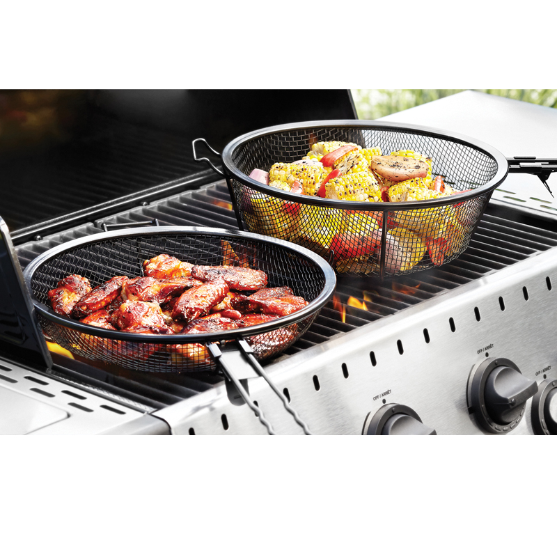 Chef's Jumbo Outdoor Grill Basket & Skillet with Removable Handles