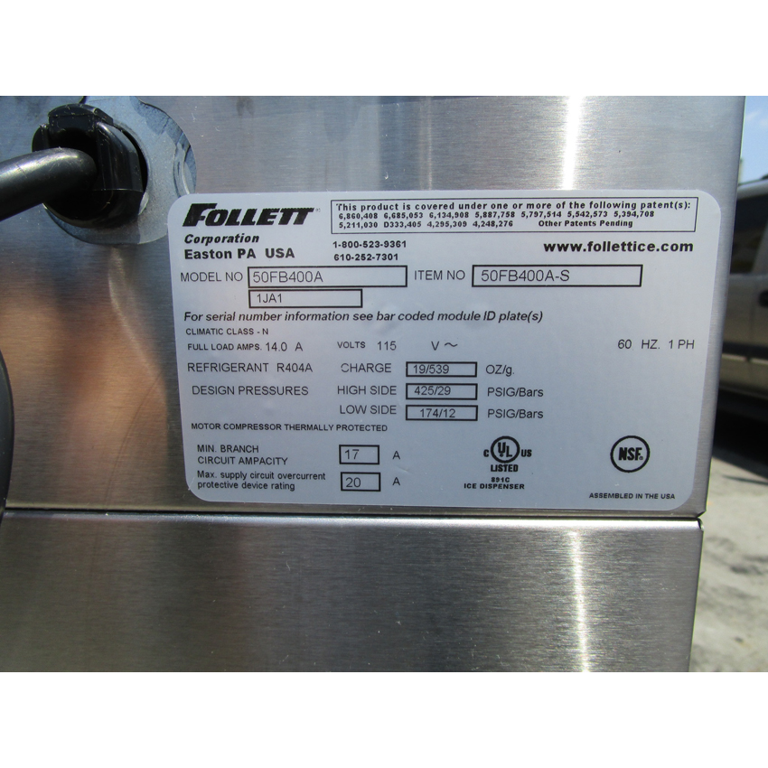Follett Nugget Ice Maker 50FB400A-S, Air-cooled Condenser, 50 Lbs, Great Condition image 4