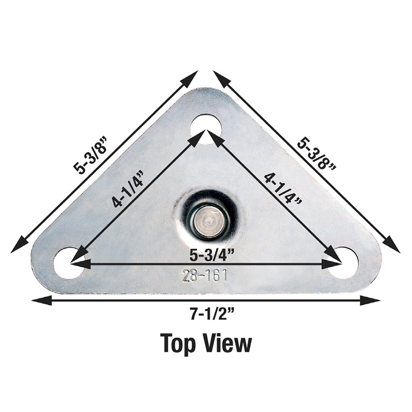 Krowne 28-161S Triangle Plate Swivel Casters 5" with Lock, Set of 4 image 1