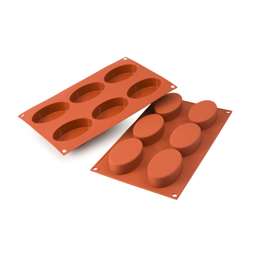 Silikomart Silicone Mold Oval 2.9 Oz, 3.46 x 2.09 x .94 High, 6 Cavities Multiple Cavity