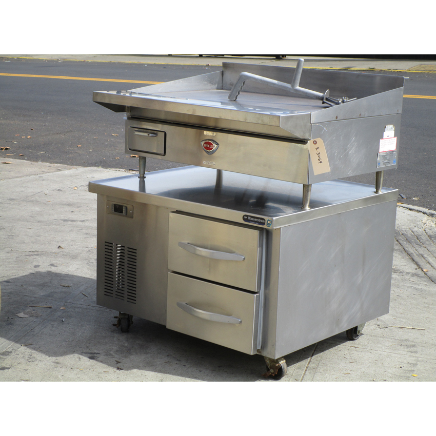 Wells Griddle WG-2436G on Chef Case Refrigerator, Great Condition image 1