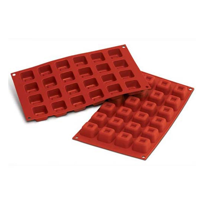 Silikomart Flexible Silicone Bakeware Square Savarin Mold 0.54 Oz, 1.37" x 1.37" x 0.84" High, 24 Cavities image 1