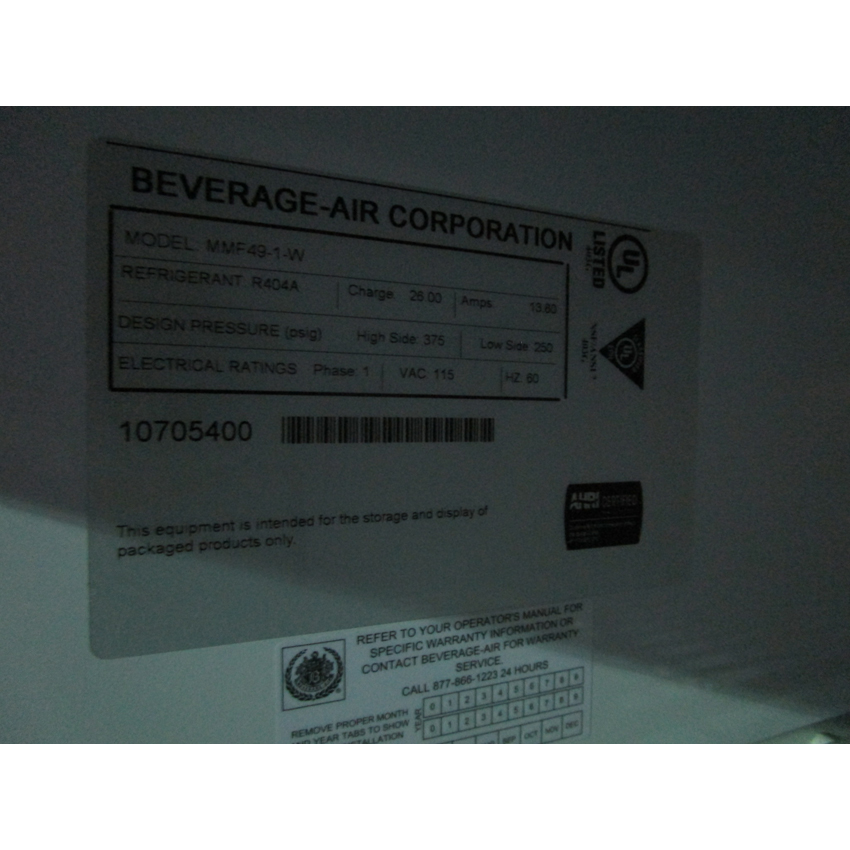 Beverage Air MMF49-1-W 2 Door Freezer, Excellent Condition image 3