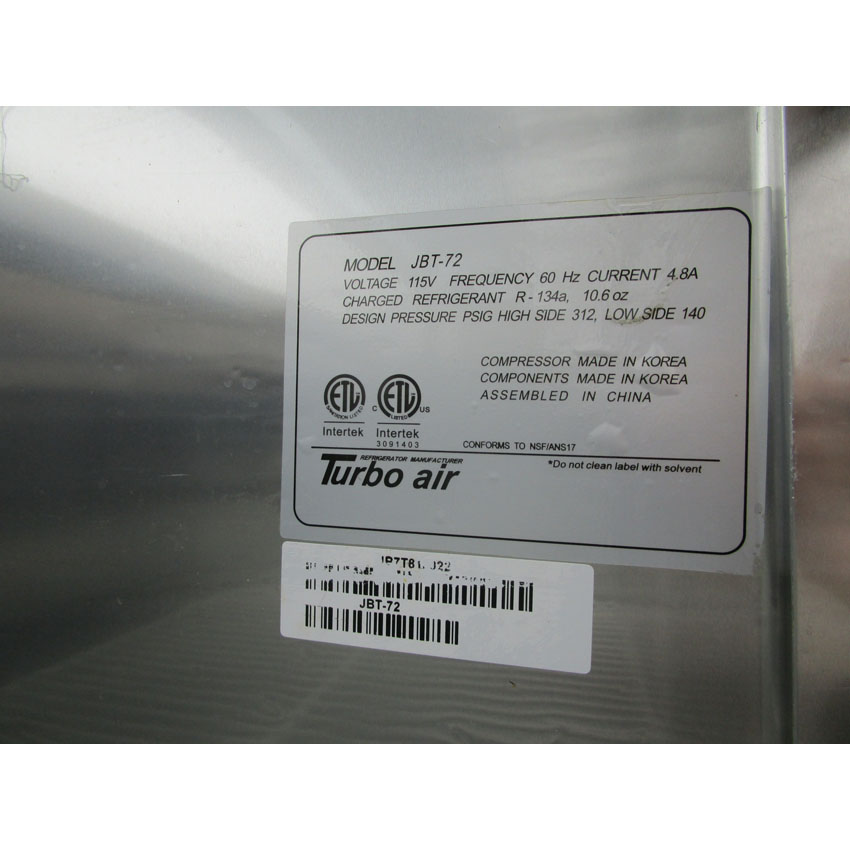 Turbo Air JBT-72 Refrigerated Salad Bar With Custom Enclosed Sneeze Guard, Excellent Condition image 5