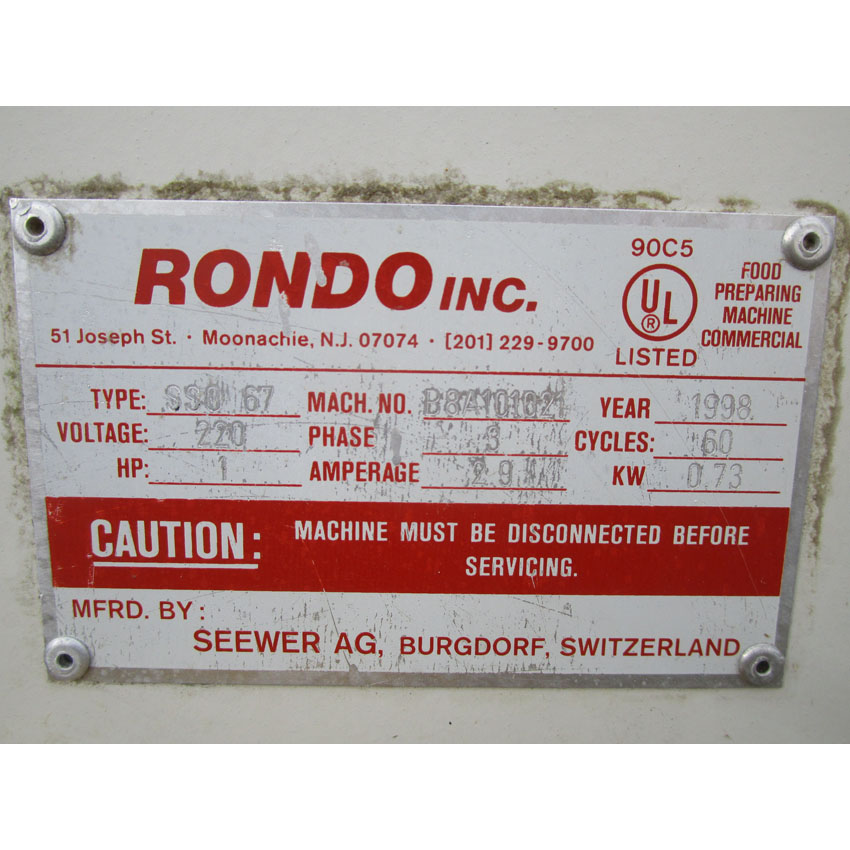 Rondo SSO-67 Dough Sheeter, Great Condition  image 7
