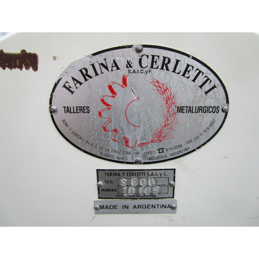 Farina Maquinas S600 Used Dough Refiner / Sheeter / Breaker / Sobadora, Great Condition image 7