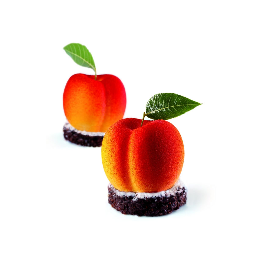 Pavoni Pavoflex Silicone Tutti Frutti 3D Mold, Cherry/Peach, 58mm x 53mm x 46mm H, 20 cavities image 1