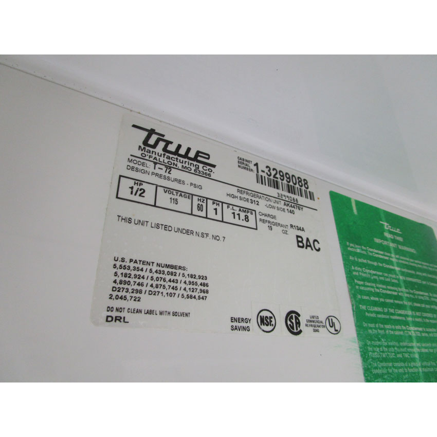 True 3 Door Refrigerator Model T72, Very Good Condition image 4