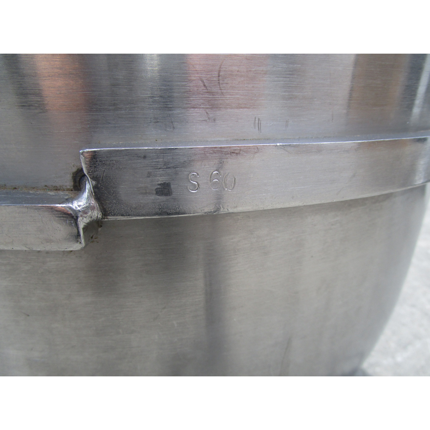 60 Quart Stainless Steel Bowl for Hobart S601 Mixer, Excellent Condition image 2