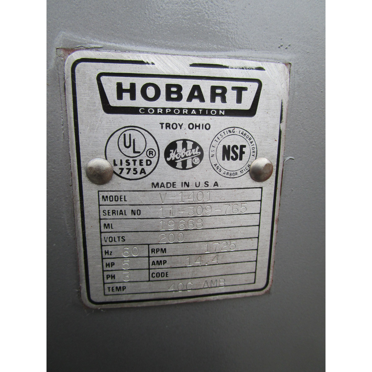Hobart 140 Quart V1401 Mixer, Excellent Condition image 2