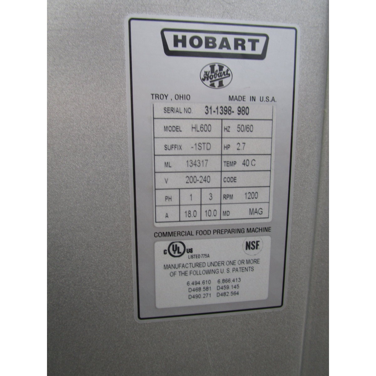 Hobart 60 Quart HL600 Legacy Mixer with Bowl Guard, Excellent Condition image 4