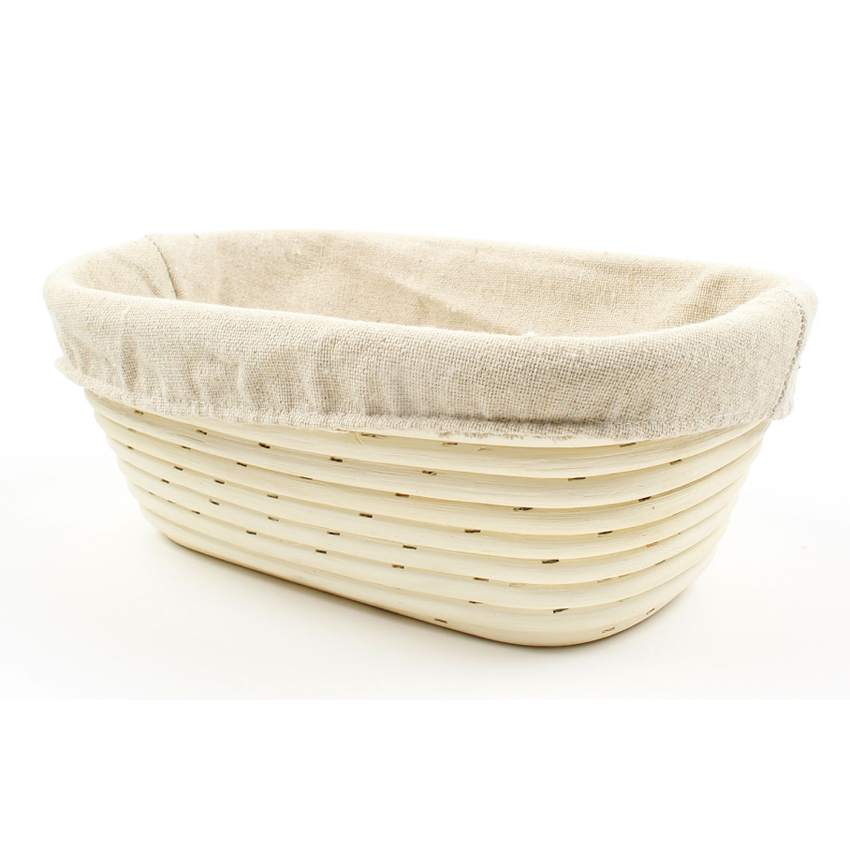 Vollum Brotform Oval Proofing Basket with Linen, 10" x 7", 1 lb image 3