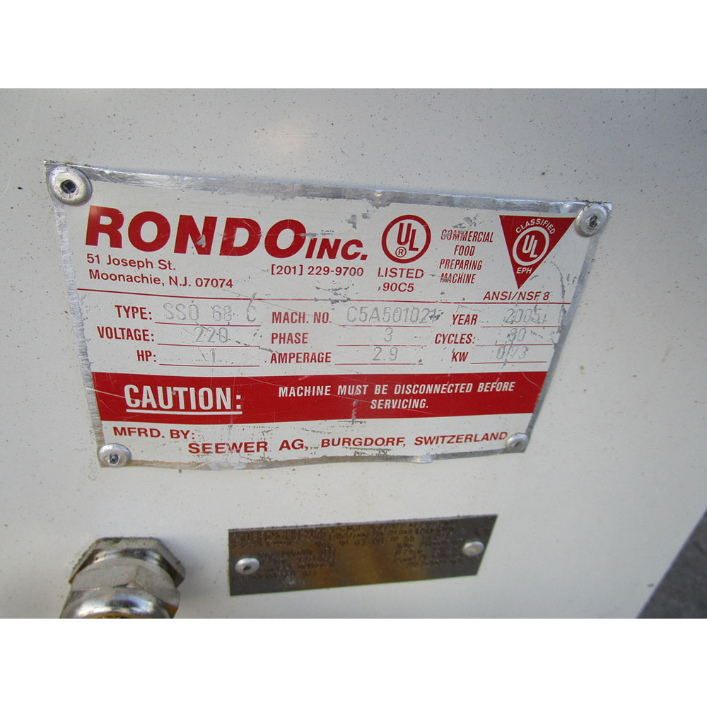Rondo SSO-68C Dough Sheeter w/Cutting, Used Great Condition image 8
