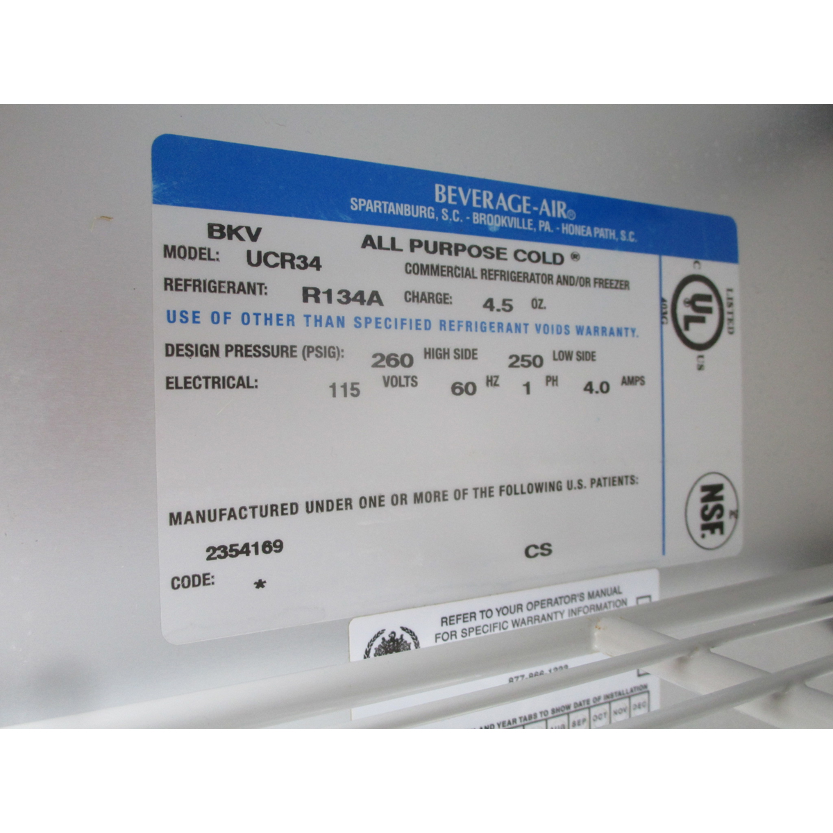 Beverage Air UCR34 34 Inch Undercounter Cooler Refrigerator, Used Excellent Condition image 3