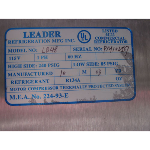 Leader Lowboy Refrigerator Used Model # LB-48 SC Good Condition image 8